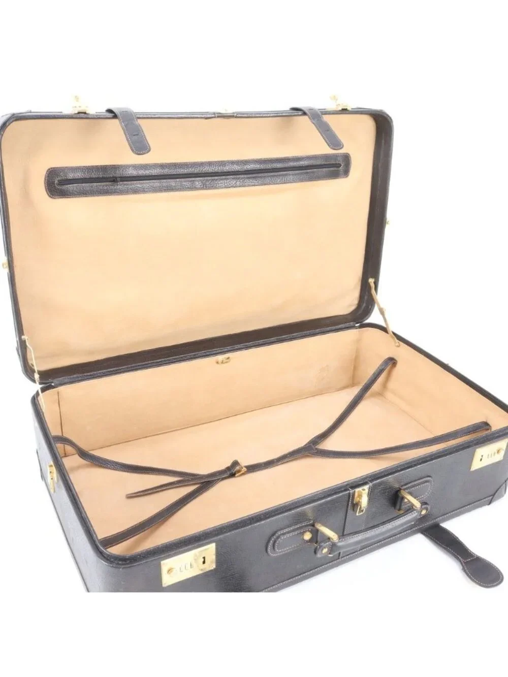 Gucci Vintage Leather Trunk Hardcase Bag Suitcase Black